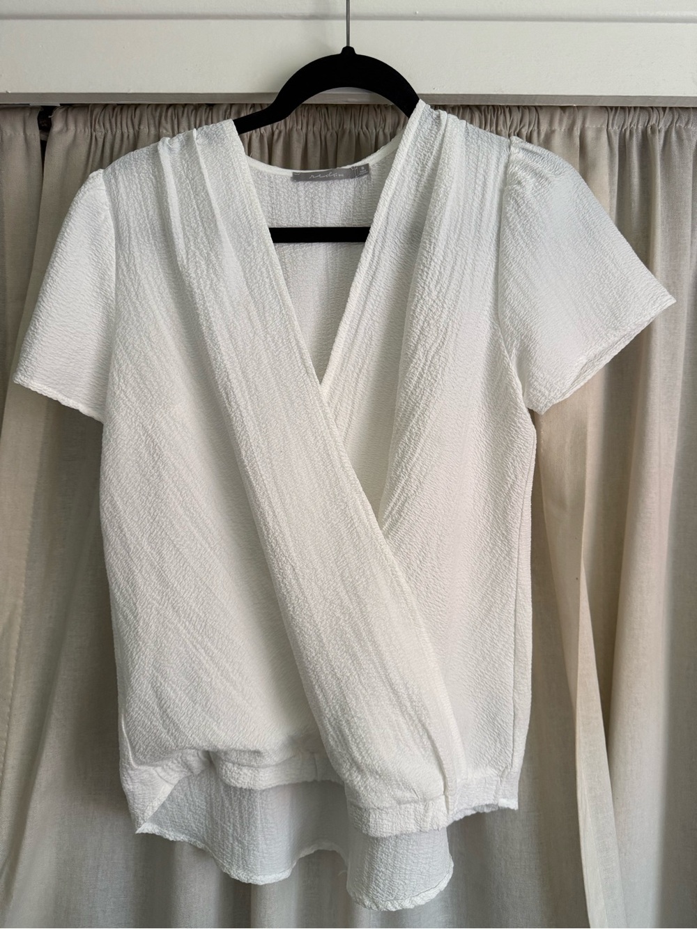 Classic White Textured Short-Sleeve Top